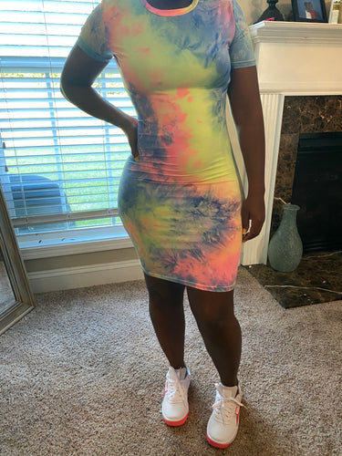 Tie Dye Short Sleeve Dress